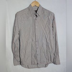 Cacharel Paris Sz M Men's Gray Red Striped Button-Up Shirt